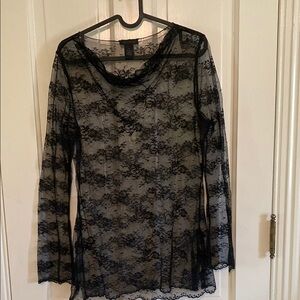 Black Lace Long Sleeve Top